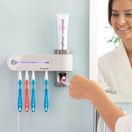 UV-Zahnbürstensterilisator mit Ständer und Zahnpastaspender Smiluv InnovaGoods