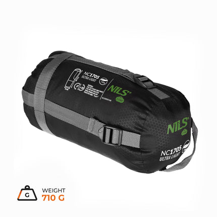 Ultraleichter Schlafsack, Schwarz-Grün, 5-20°C, 710g