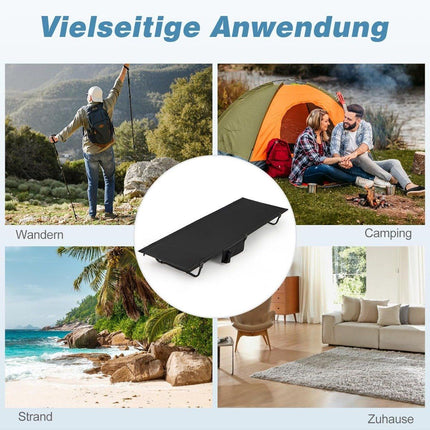Ultralight Camping Cot with Side Pocket, 193x70x18 cm