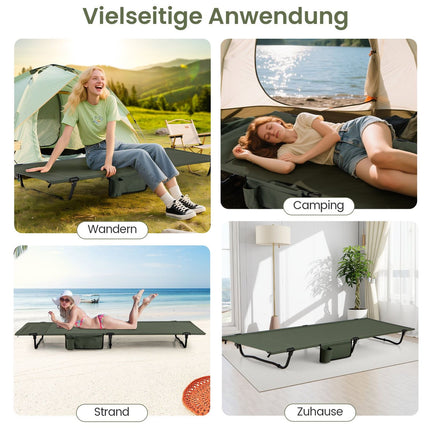 Ultraleichtes Klappbares Campingbett mit Seitentasche, 150 kg Tragkraft