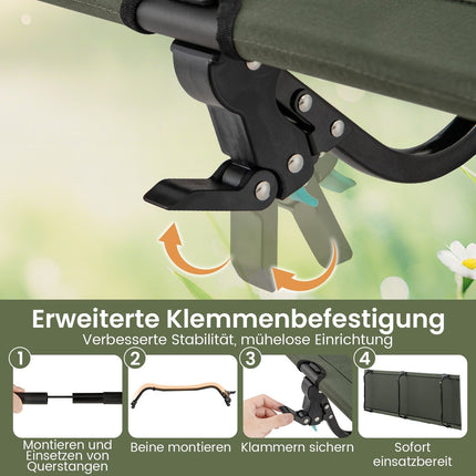 Ultraleichtes Klappbares Campingbett mit Seitentasche, 150 kg Tragkraft