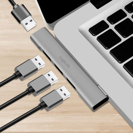 Ultraschlanker 4-Port-USB-C-Hub 1 x USB-A3.0, 3 x USB-A2.0