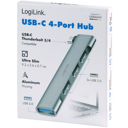 Ultraschlanker 4-Port-USB-C-Hub 1 x USB-A3.0, 3 x USB-A2.0