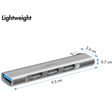 Ultraschlanker 4-Port-USB-C-Hub 1 x USB-A3.0, 3 x USB-A2.0