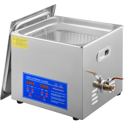 Ultrasonic Cleaner 15L Stainless Steel, Digital Heat Timer
