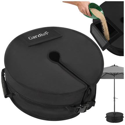Umbrella Base, 40kg Sand-Filled, Black Oxford Fabric