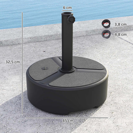 Schirmständerfuß, HDPE, 20 kg, passend für 38–48 mm Stangen