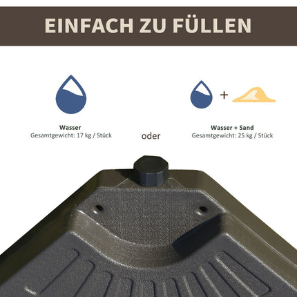 Befüllbarer HDPE-Sonnenschirmständer, Kaffee, 17 kg Wasser/25 kg Sand