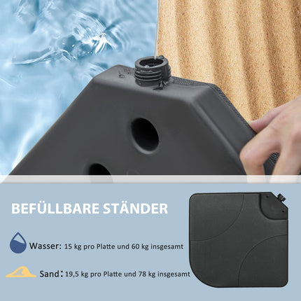Ampelschirmständer, mit Wasser/Sand befüllbar, schwarz