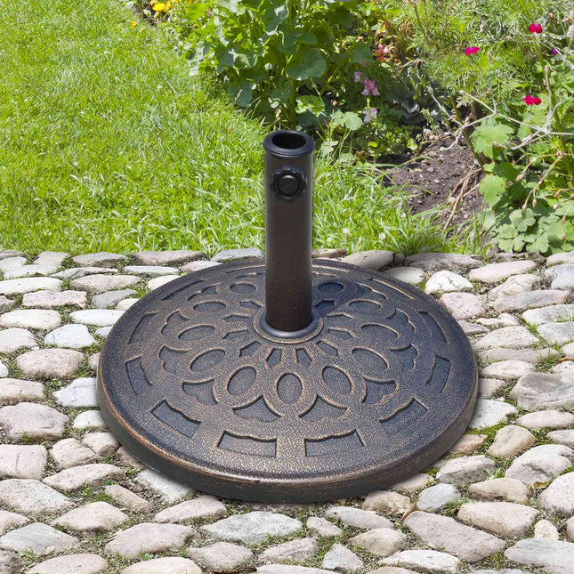 Runder Sonnenschirmständer aus Harz, Bronze, 14 kg, passend für Ø38-48 mm