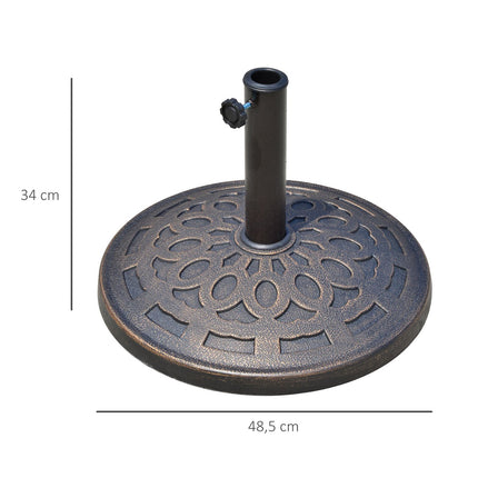 Runder Sonnenschirmständer aus Harz, Bronze, 14 kg, passend für Ø38-48 mm