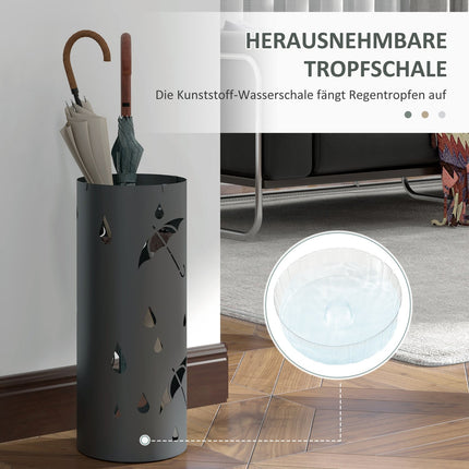Stahlschirmständer mit Haken und Tropfschale, dunkelgrau