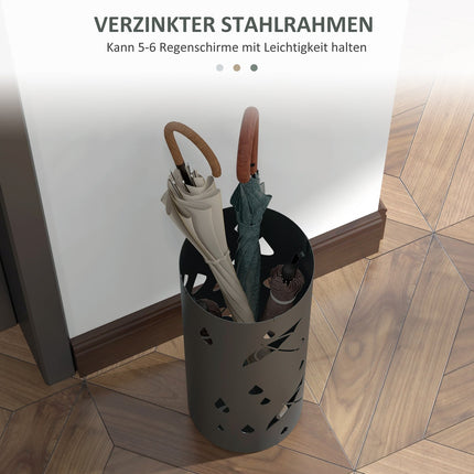 Stahlschirmständer mit Haken und Tropfschale, dunkelgrau