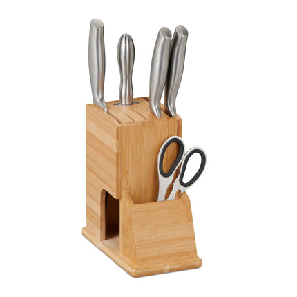 Unassembled knife block in bamboo