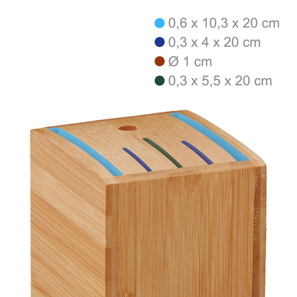 Unassembled knife block in bamboo
