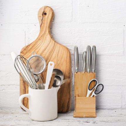 Unassembled knife block in bamboo