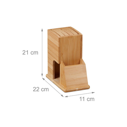 Unassembled knife block in bamboo