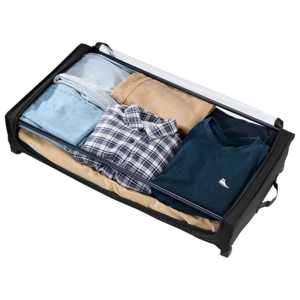 Under Bed Storage Bins With Wheels, Clear Lid, 2-Pack