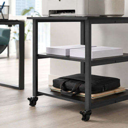 Under-Desk Printer Stand with Castors – Black, 3-Tier