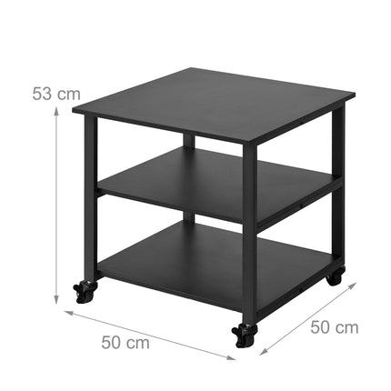 Under-Desk Printer Stand with Castors – Black, 3-Tier