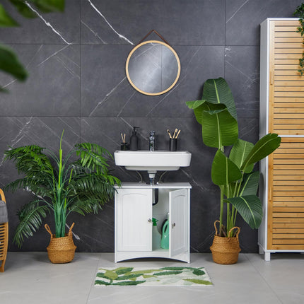 Badezimmer-Unterschrank mit Türen, Weiß MDF