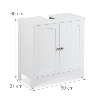 Badezimmer-Unterschrank mit Türen, Weiß MDF