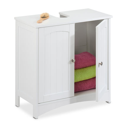 Badezimmer-Unterschrank mit Türen, Weiß MDF