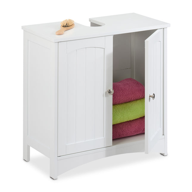 Badezimmer-Unterschrank mit Türen, Weiß MDF