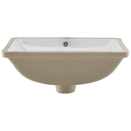 Undermount Bathroom Sink 515 x 385 mm, White Ceramic, Overflow