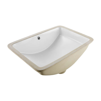 Undermount Bathroom Sink, White Ceramic 530 x 375 mm, Overflow