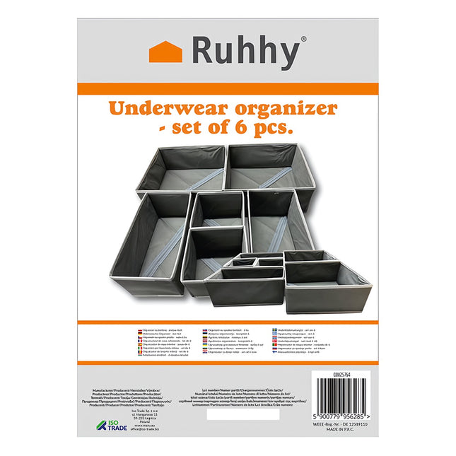 Unterwäsche-Schubladen-Organizer-Set, 6 Vliesstoff-Behälter