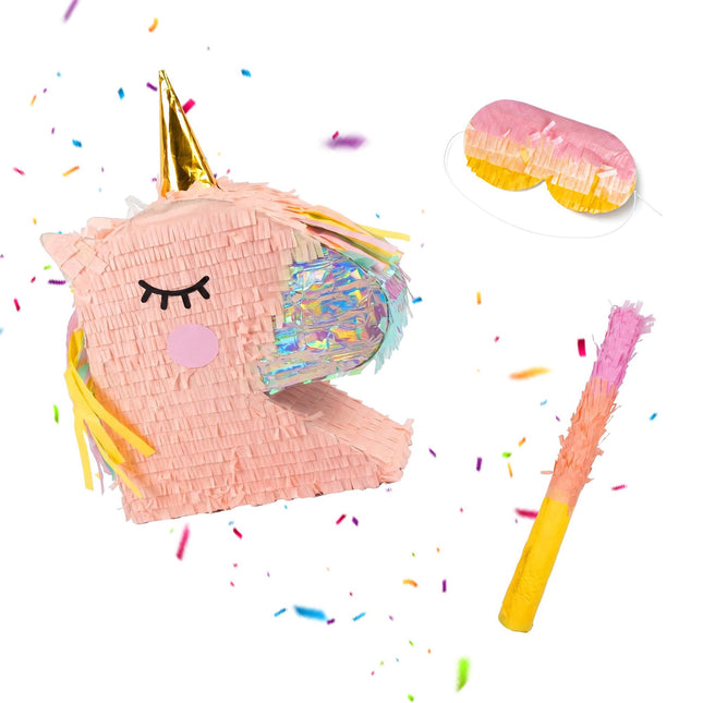 Piñata jednorožec sada – tyč a maska přes oči