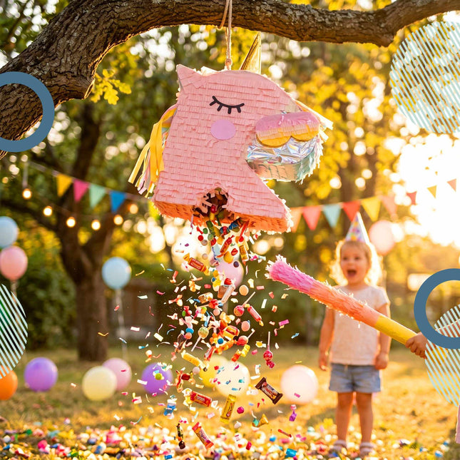 Piñata jednorožec sada – tyč a maska přes oči
