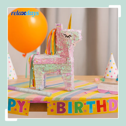 Einhorn-Piñata-Set mit Stock und Maske