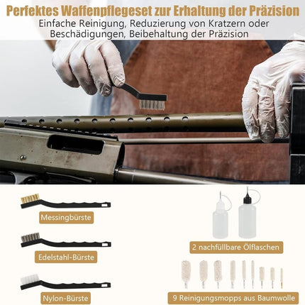 Universal-Waffenreinigungsset – Messingstäbe, Bürsten, Tragekoffer