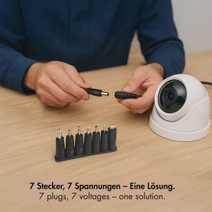 Universal Power Adapter 3-12V 24W with 7 Interchangeable Plugs