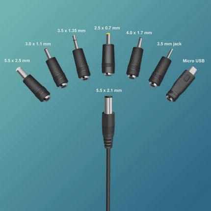 Universal Power Adapter 3-12V 24W with 7 Interchangeable Plugs
