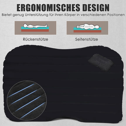 Universelle aufblasbare Luftmatratze mit elektrischer Pumpe 142x91x48cm schwarz