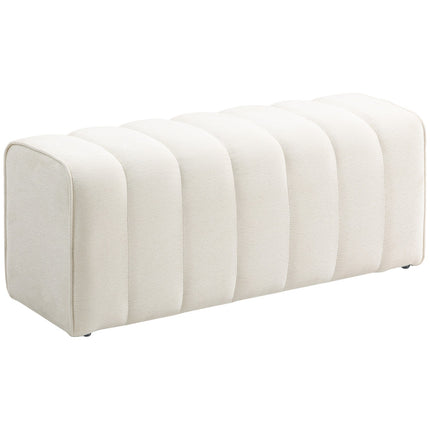 Upholstered Bedroom Bench, Wood Frame, 220kg Capacity, Cream