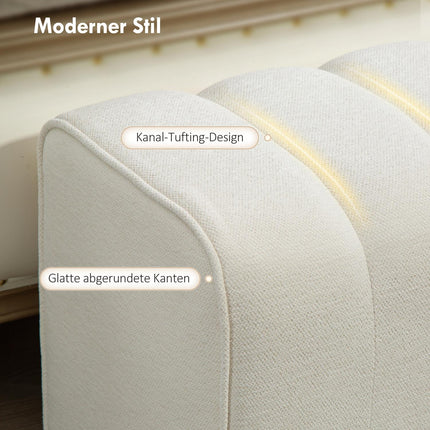 Upholstered Bedroom Bench, Wood Frame, 220kg Capacity, Cream