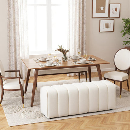 Upholstered Bedroom Bench, Wood Frame, 220kg Capacity, Cream