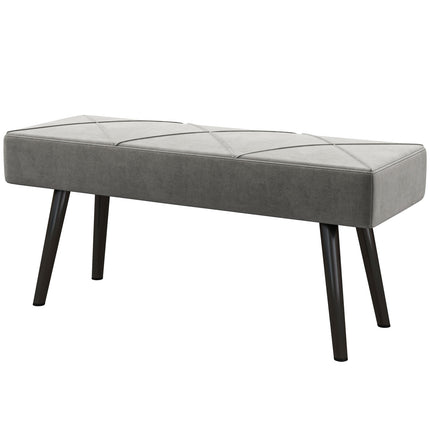 Samtbezogene Bank - grau, 100x36x45 cm, 120 kg Tragkraft