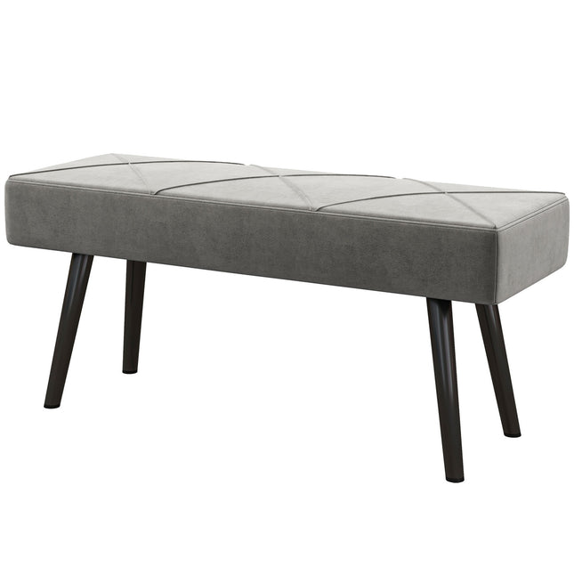 Samtbezogene Bank - grau, 100x36x45 cm, 120 kg Tragkraft