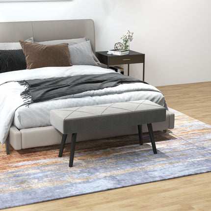 Samtbezogene Bank - grau, 100x36x45 cm, 120 kg Tragkraft