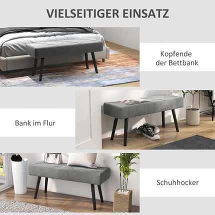 Samtbezogene Bank - grau, 100x36x45 cm, 120 kg Tragkraft