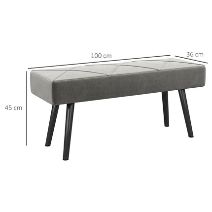 Samtbezogene Bank - grau, 100x36x45 cm, 120 kg Tragkraft