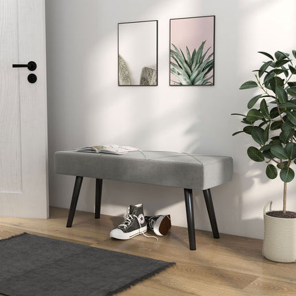 Samtbezogene Bank - grau, 100x36x45 cm, 120 kg Tragkraft