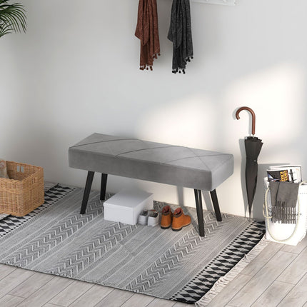 Samtbezogene Bank - grau, 100x36x45 cm, 120 kg Tragkraft