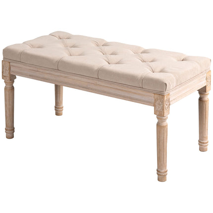 Gepolsterte Vintage-Bank, Leinen beige, 120 kg Traglast