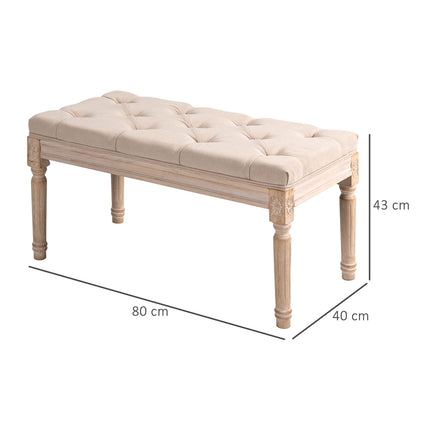 Gepolsterte Vintage-Bank, Leinen beige, 120 kg Traglast